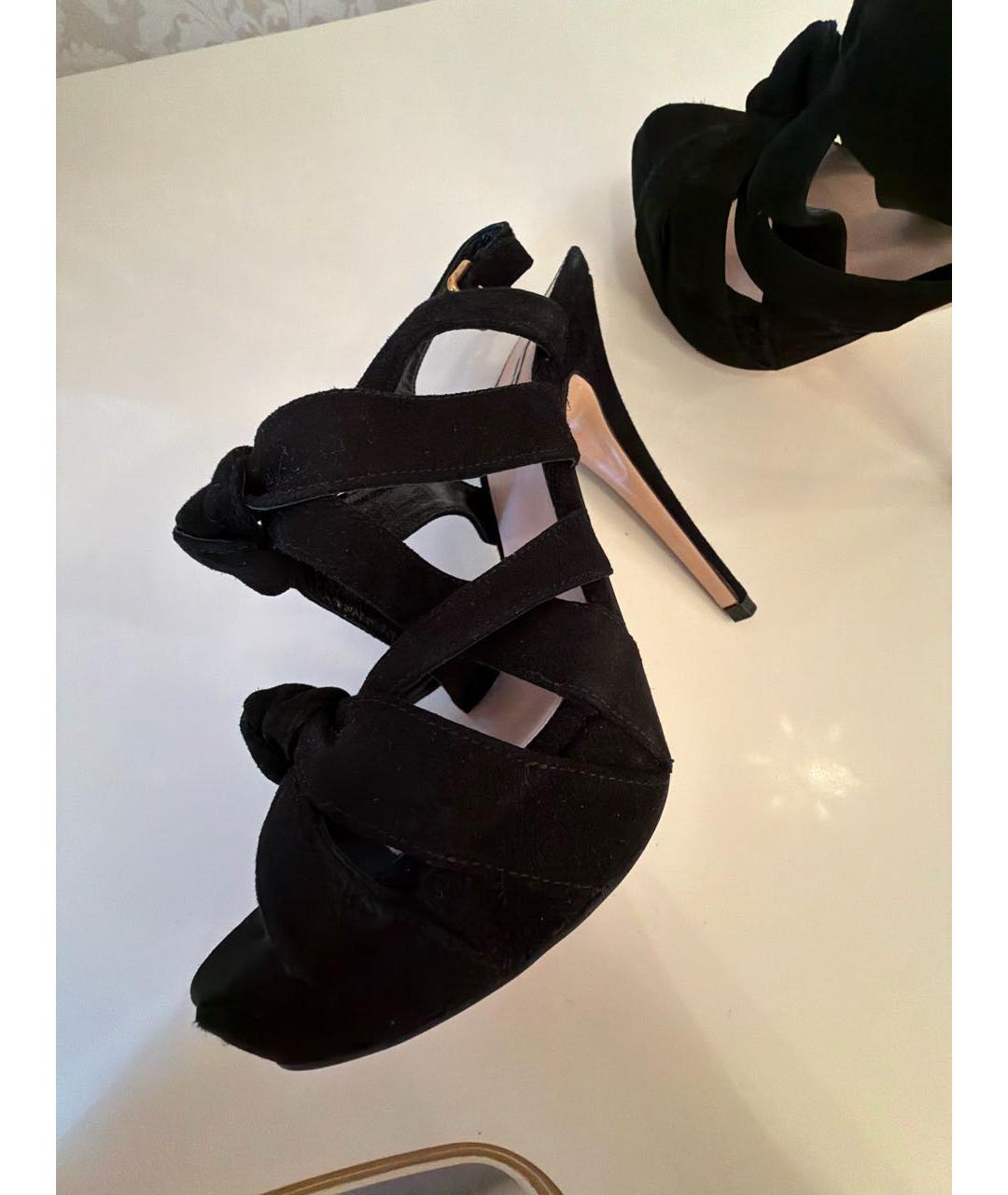 MIU MIU Черные замшевые босоножки, фото 7