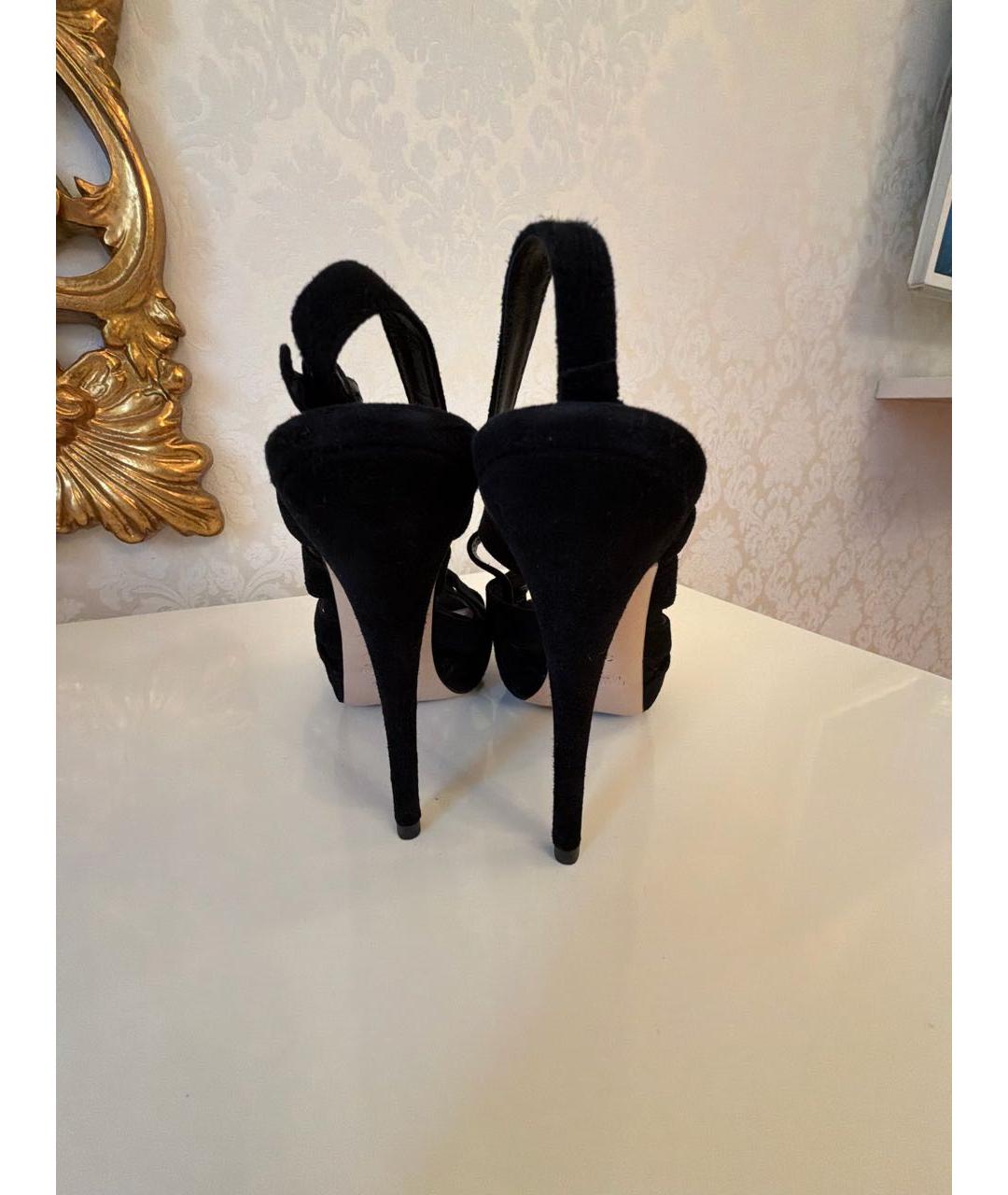 MIU MIU Черные замшевые босоножки, фото 4