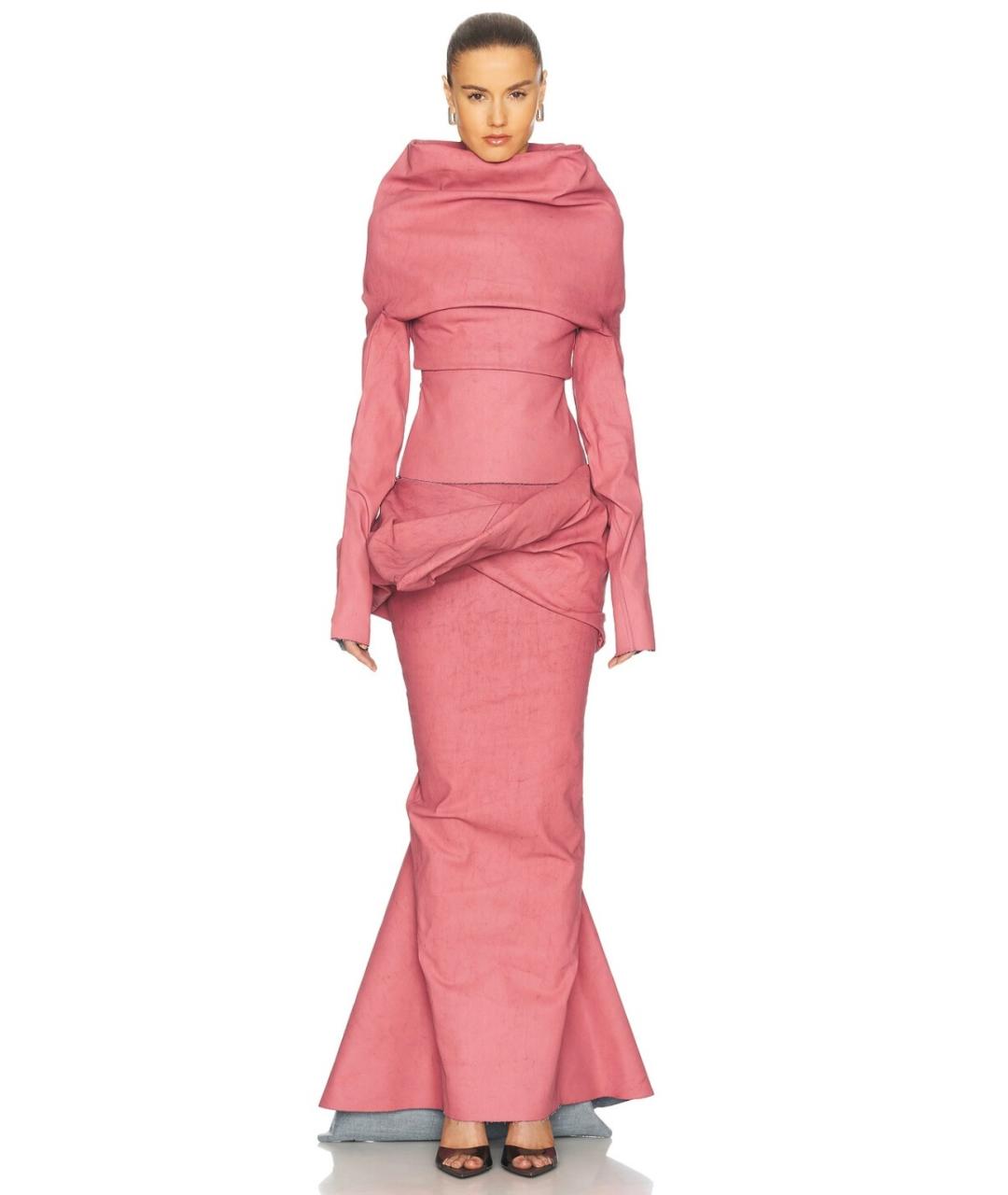 RICK OWENS Розовая хлопковая юбка макси, фото 8