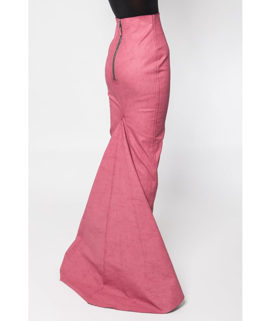 RICK OWENS Розовая хлопковая юбка макси, фото 3