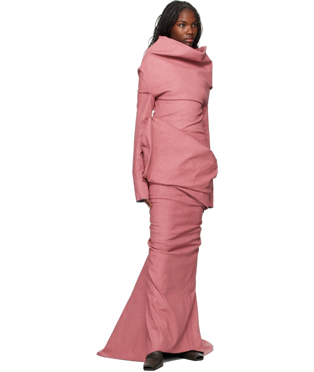 RICK OWENS Розовая хлопковая юбка макси, фото 4