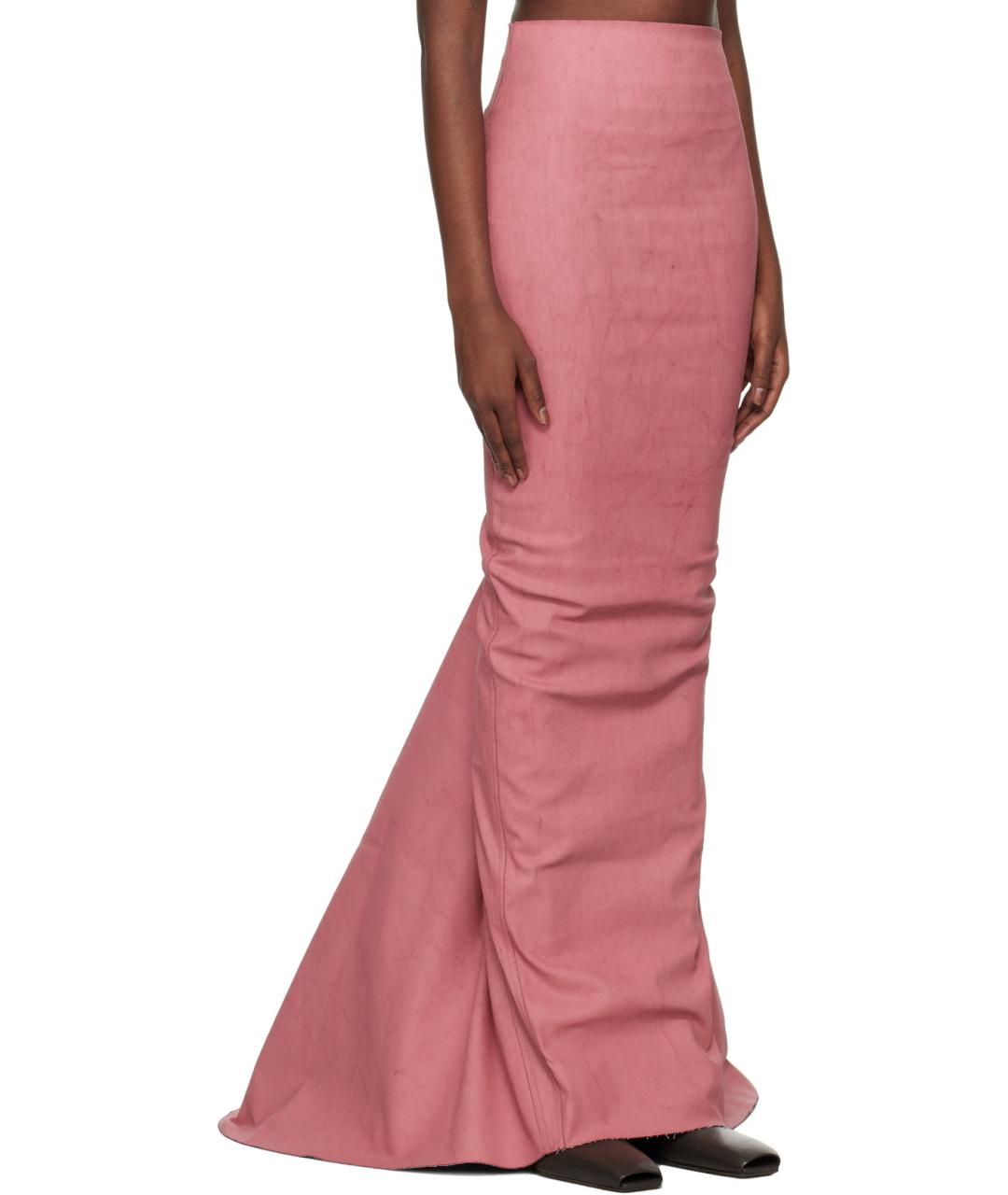 RICK OWENS Розовая хлопковая юбка макси, фото 5