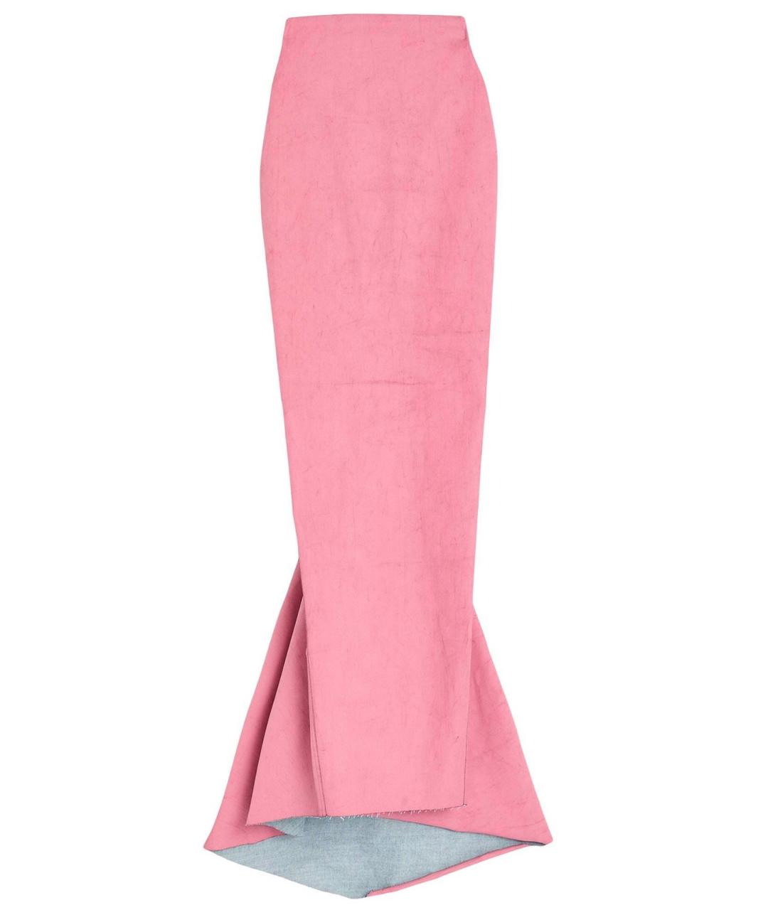 RICK OWENS Розовая хлопковая юбка макси, фото 1