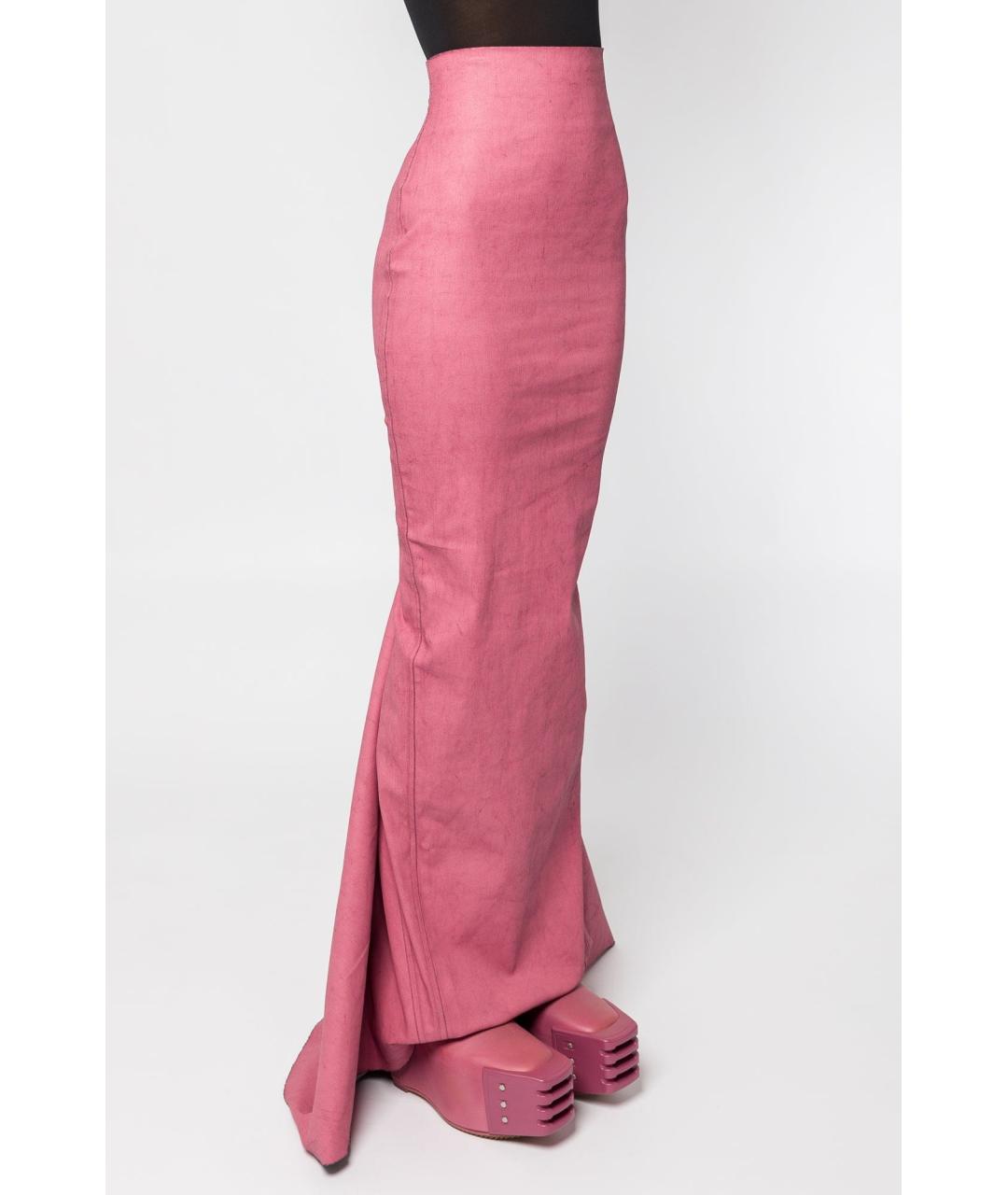 RICK OWENS Розовая хлопковая юбка макси, фото 2