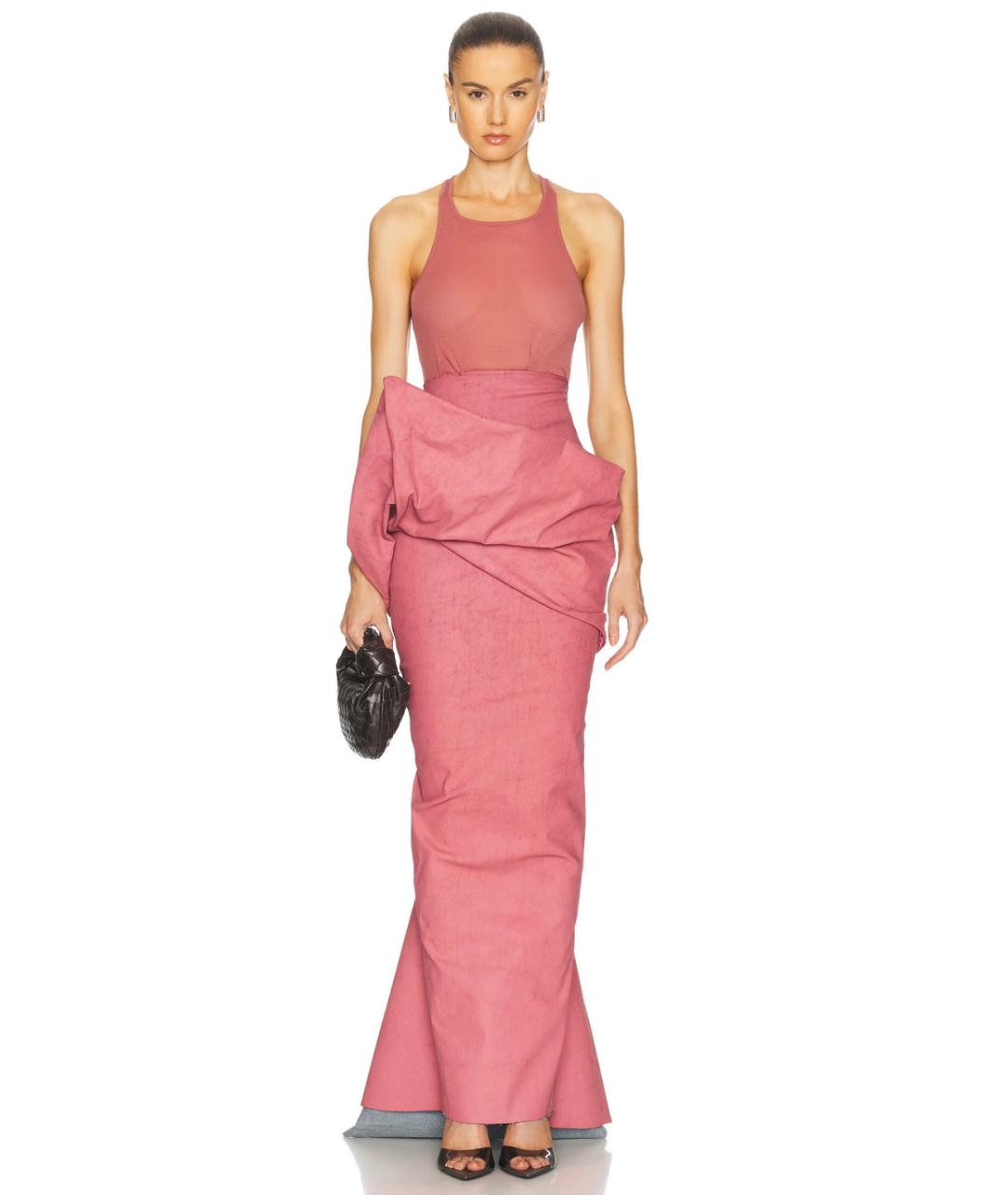 RICK OWENS Розовая хлопковая юбка макси, фото 7