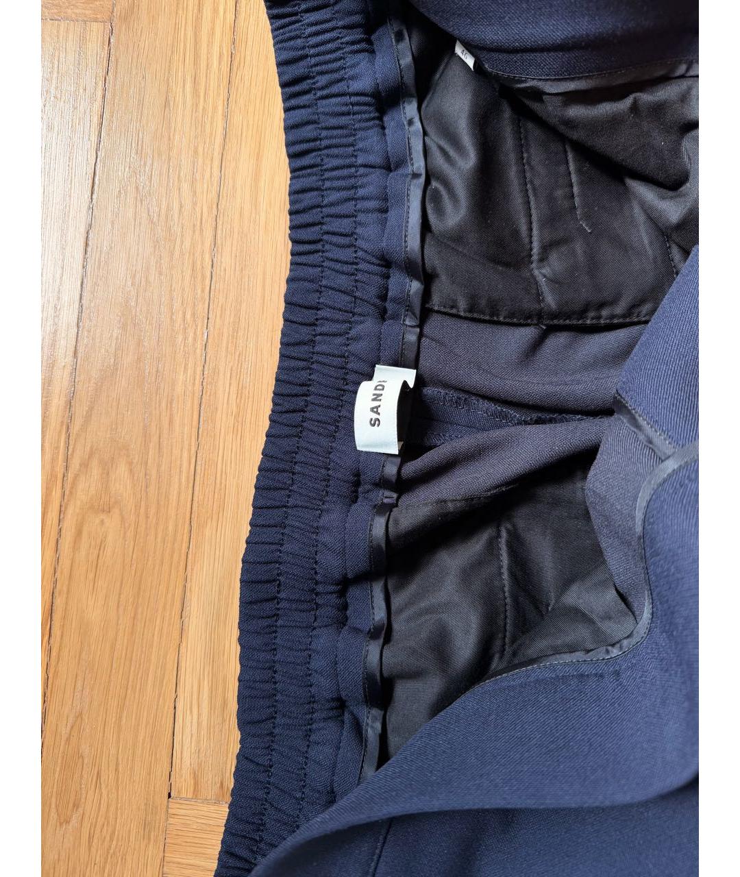 SANDRO Темно-синие полиэстеровые повседневные брюки, фото 5
