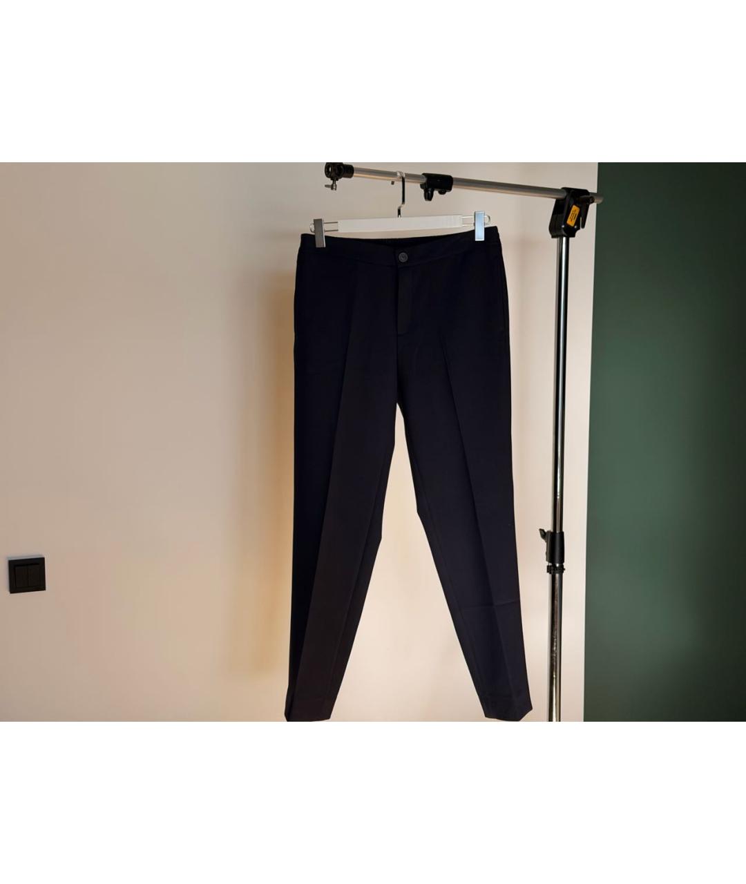 SANDRO Темно-синие полиэстеровые повседневные брюки, фото 9