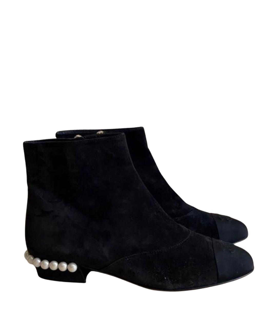 CHANEL Черные замшевые полусапоги, фото 1