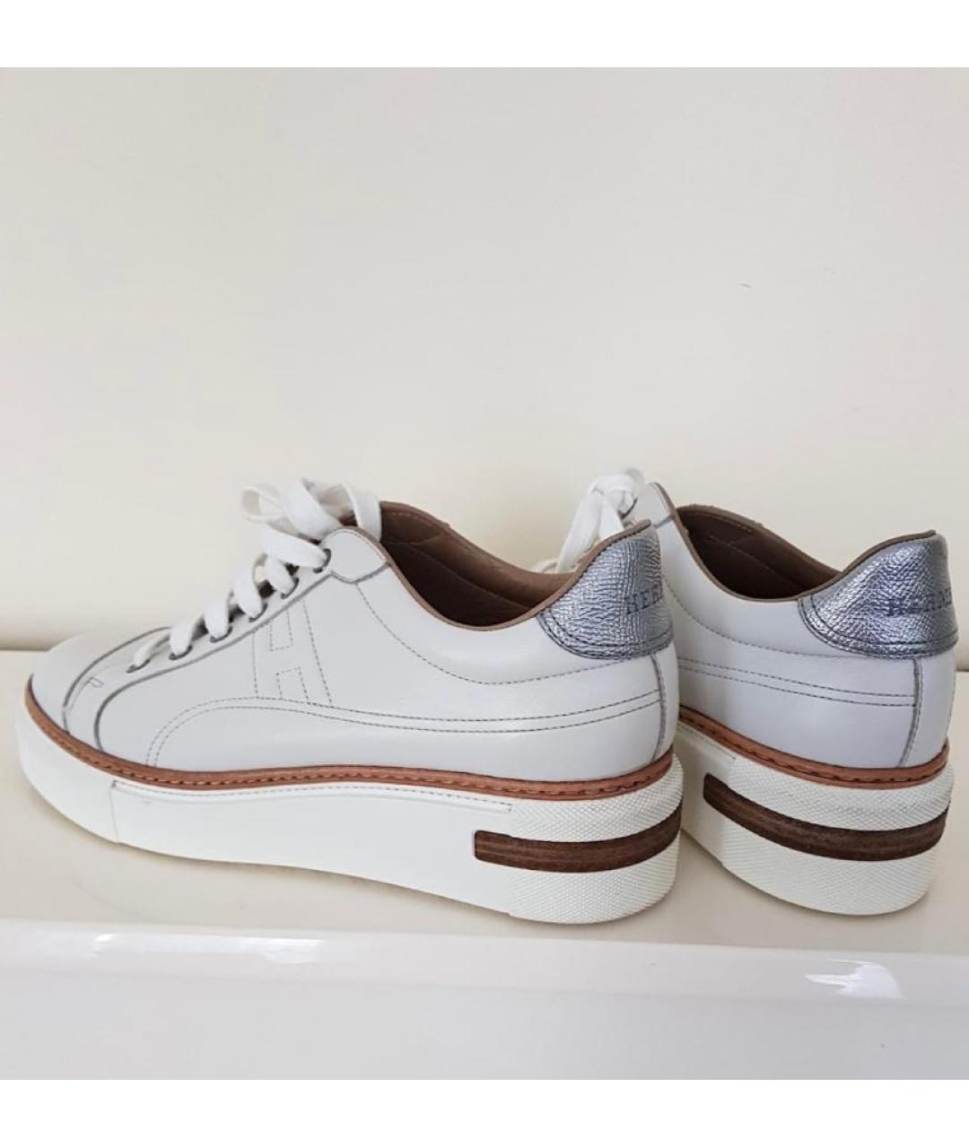HERMES Белые кожаные кроссовки, фото 5