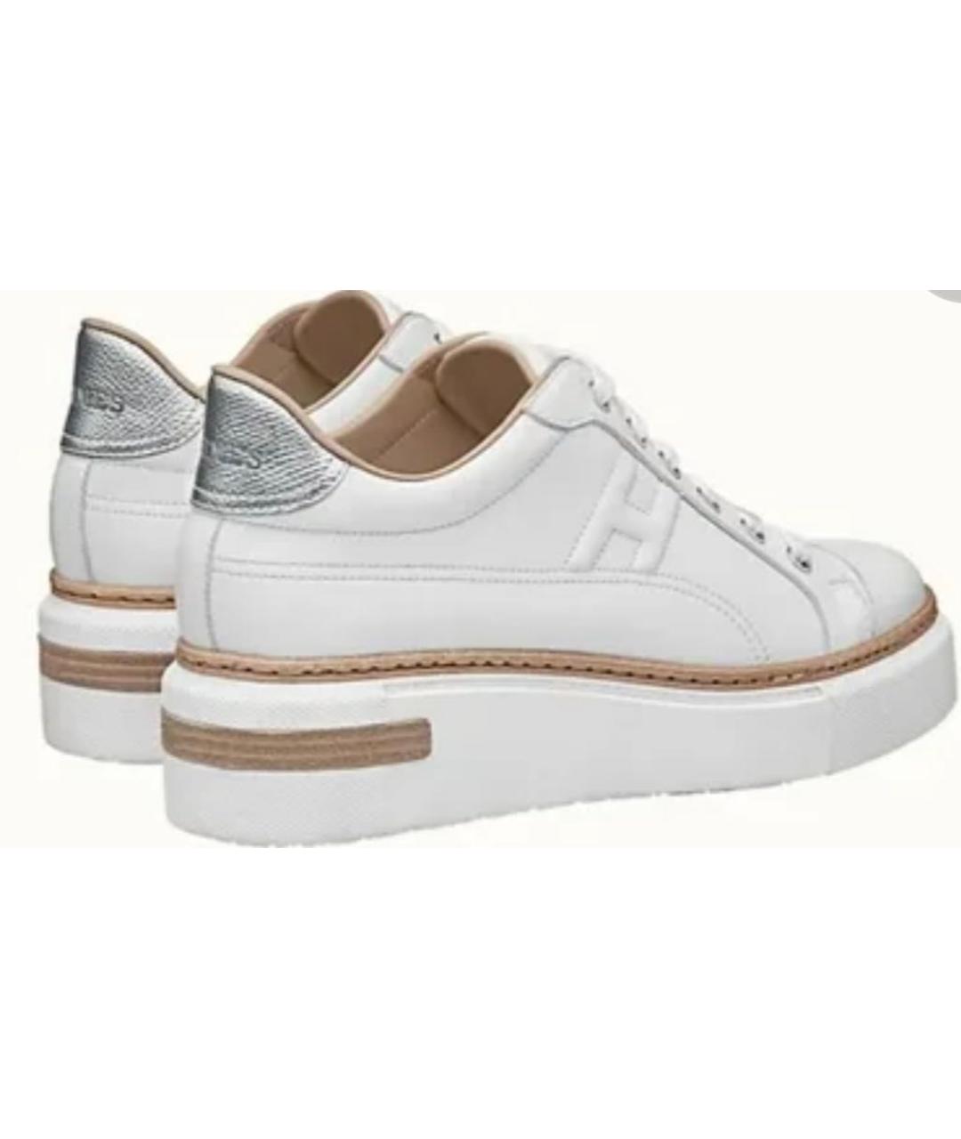 HERMES Белые кожаные кроссовки, фото 6