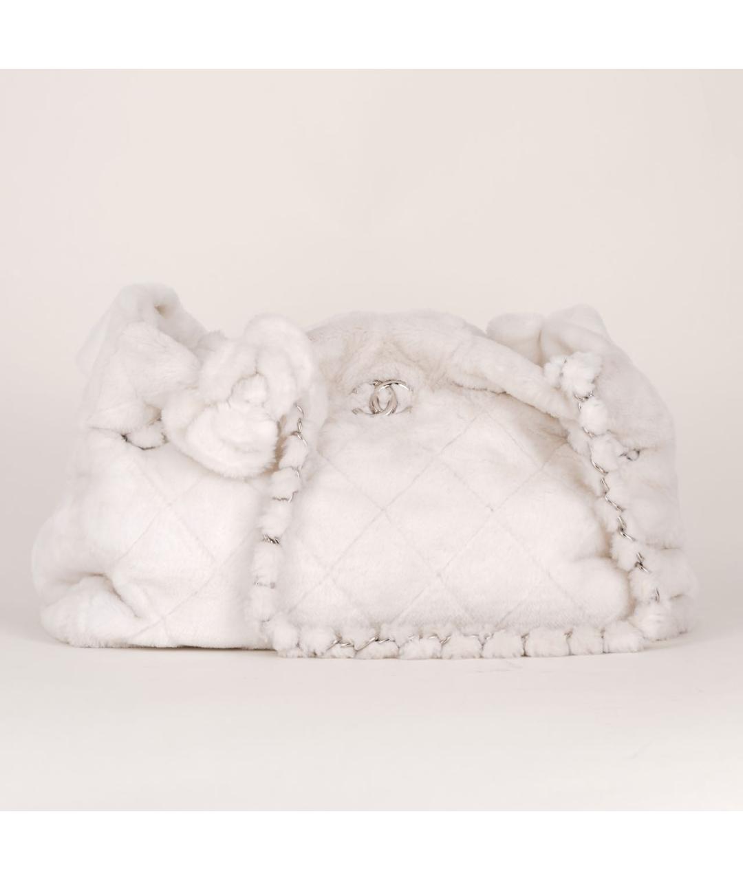 CHANEL Белая меховая сумка тоут, фото 2