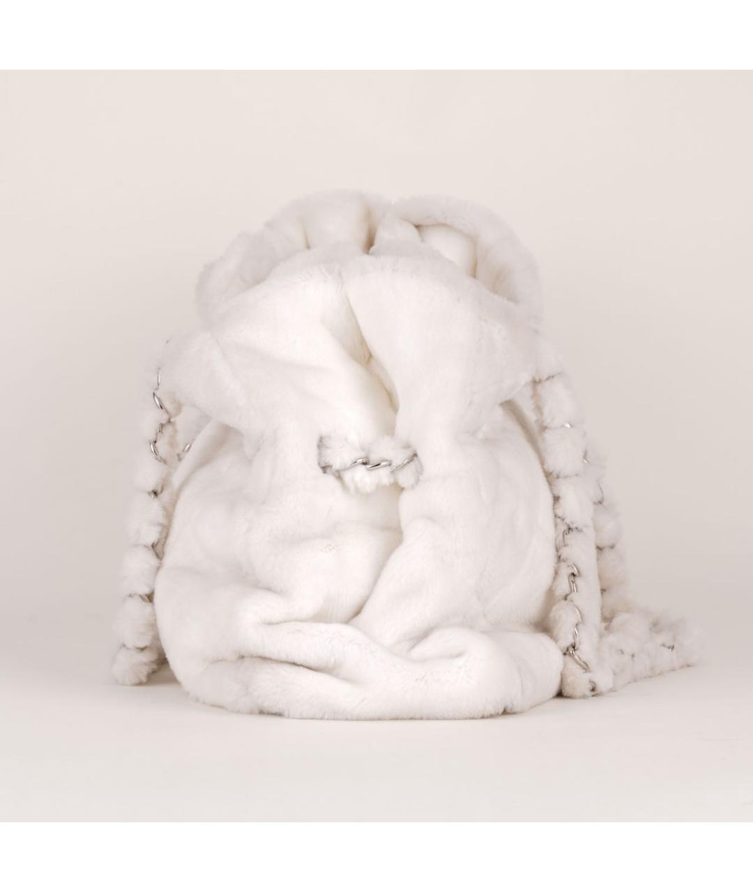 CHANEL Белая меховая сумка тоут, фото 6