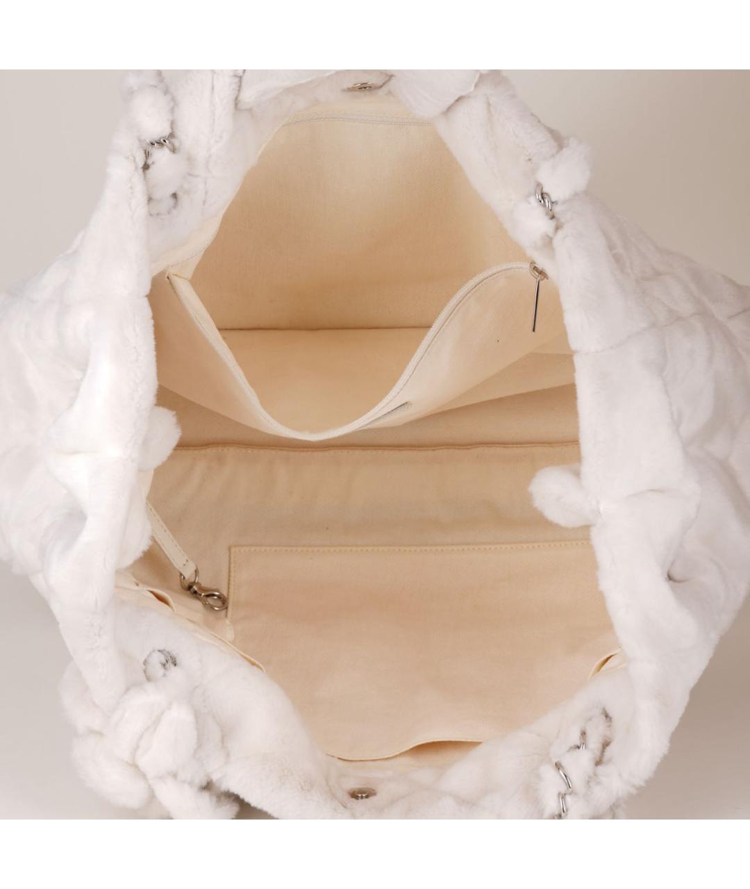 CHANEL Белая меховая сумка тоут, фото 8