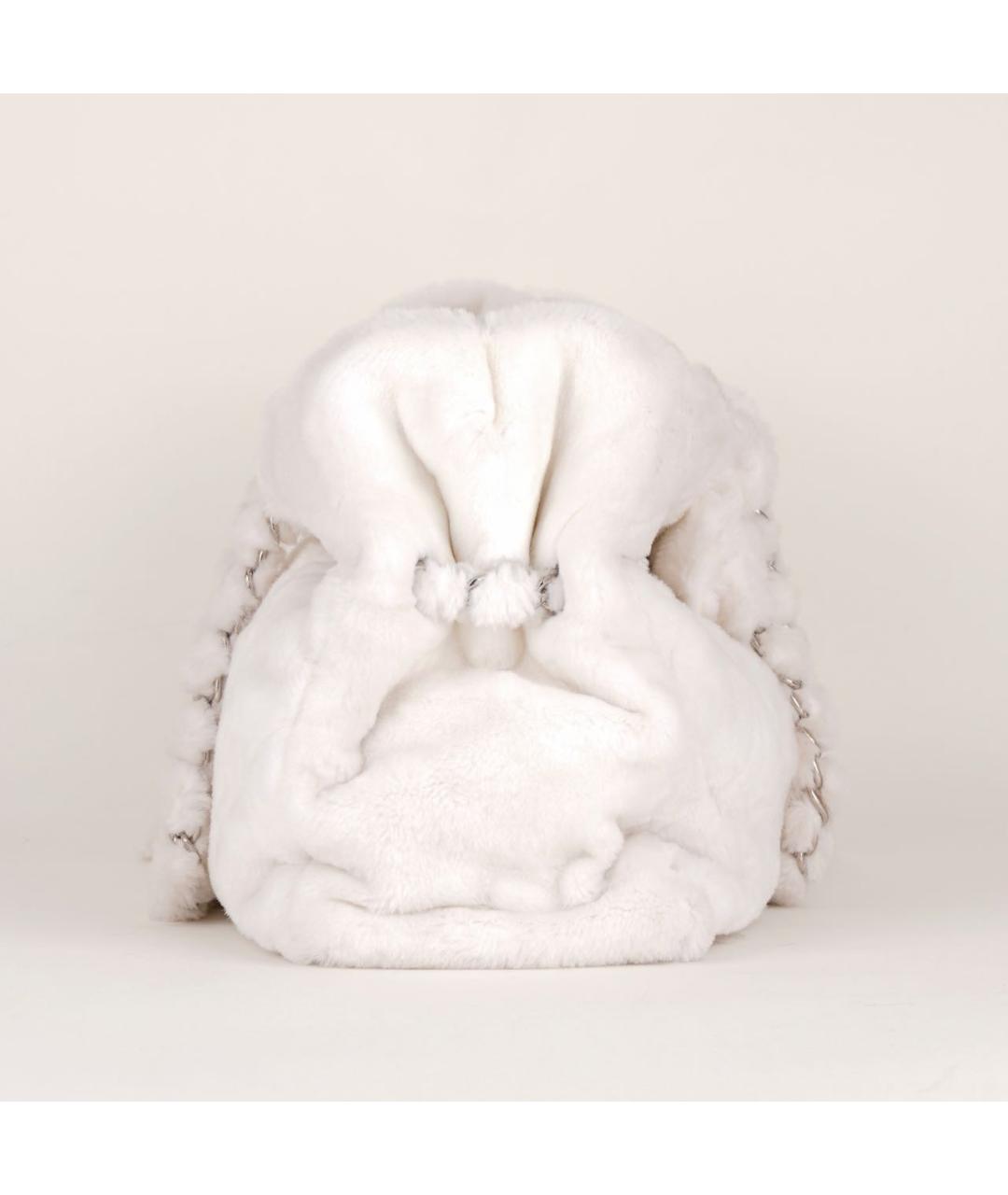 CHANEL Белая меховая сумка тоут, фото 5