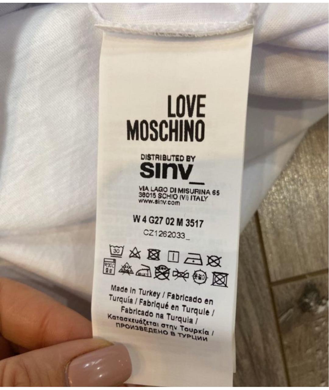 LOVE MOSCHINO Белая хлопковая майка, фото 5