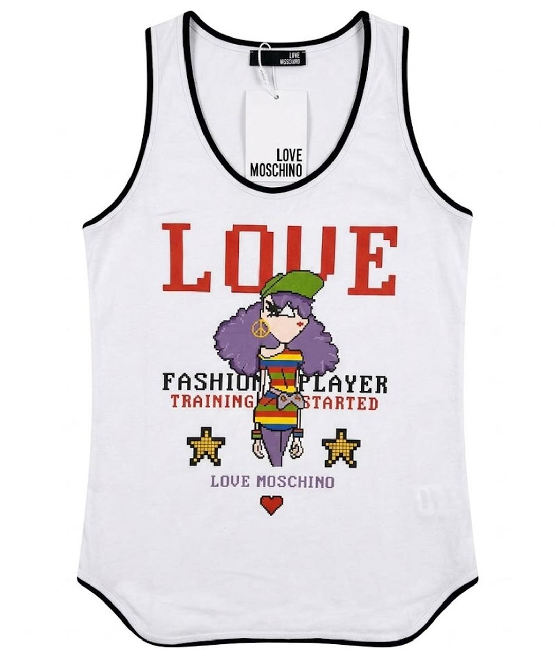 LOVE MOSCHINO Белая хлопковая майка, фото 1