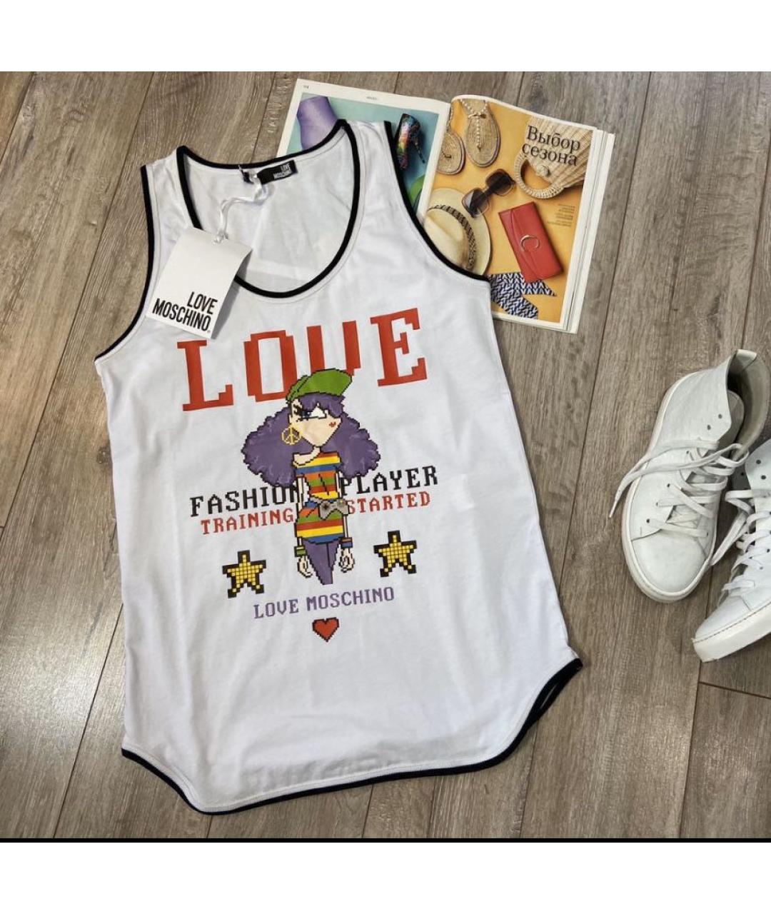 LOVE MOSCHINO Белая хлопковая майка, фото 6