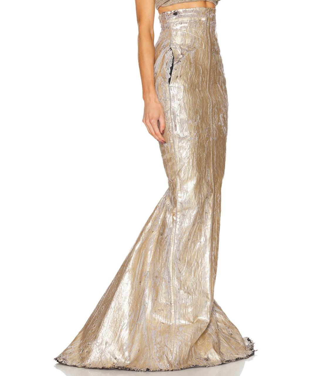 RICK OWENS Золотая юбка макси, фото 6