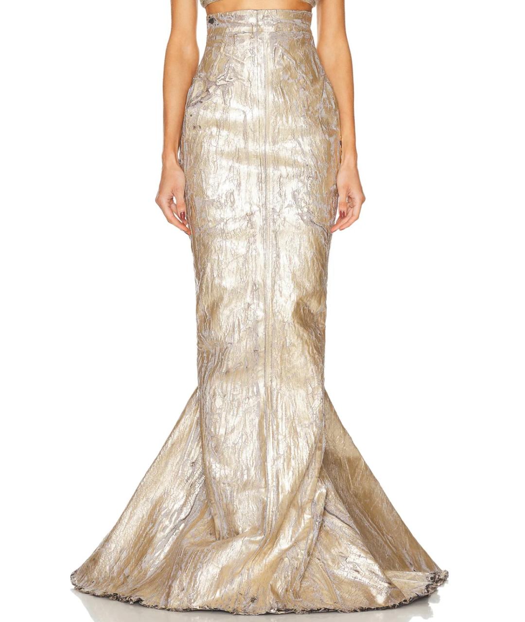 RICK OWENS Золотая юбка макси, фото 5