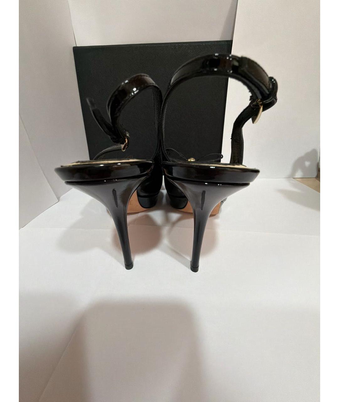CHRISTIAN DIOR Черные босоножки из лакированной кожи, фото 4