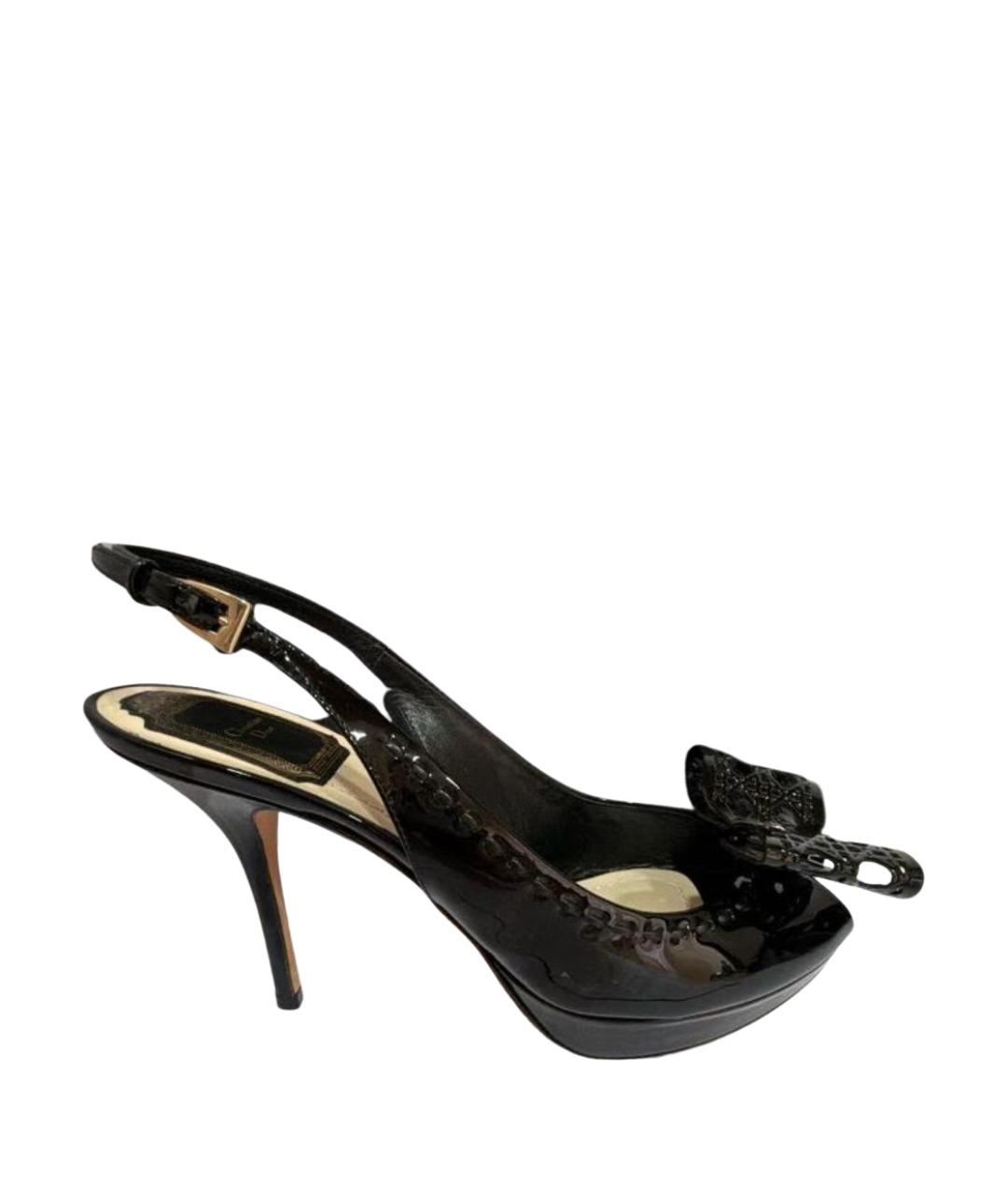 CHRISTIAN DIOR Черные босоножки из лакированной кожи, фото 1