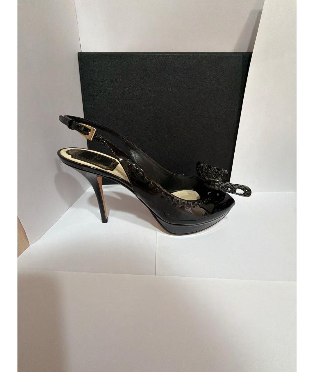 CHRISTIAN DIOR Черные босоножки из лакированной кожи, фото 7