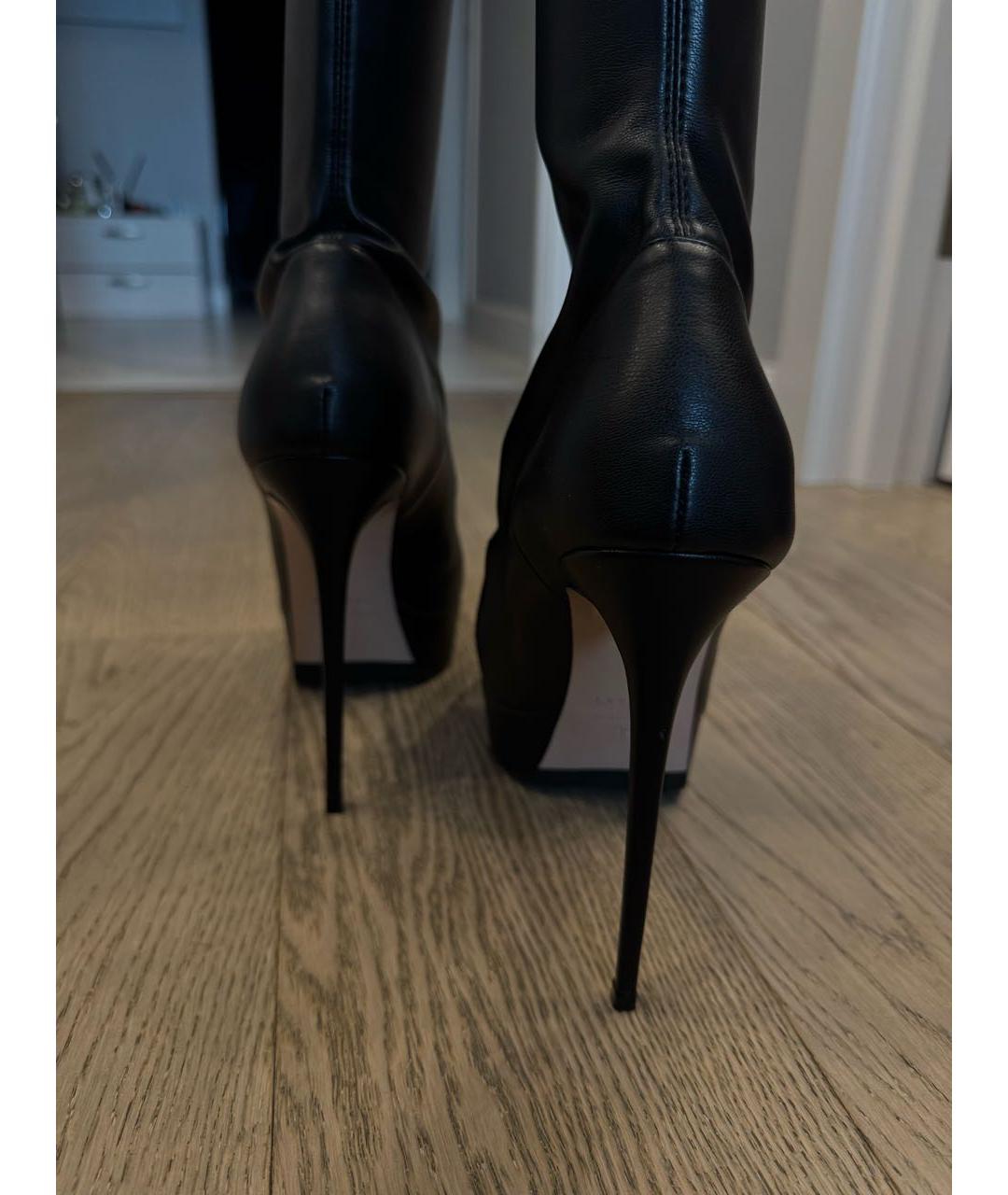 LE SILLA Черные кожаные ботфорты, фото 4