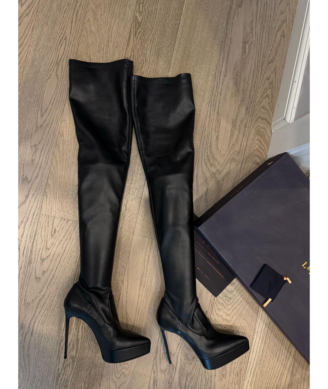 LE SILLA Черные кожаные ботфорты, фото 5