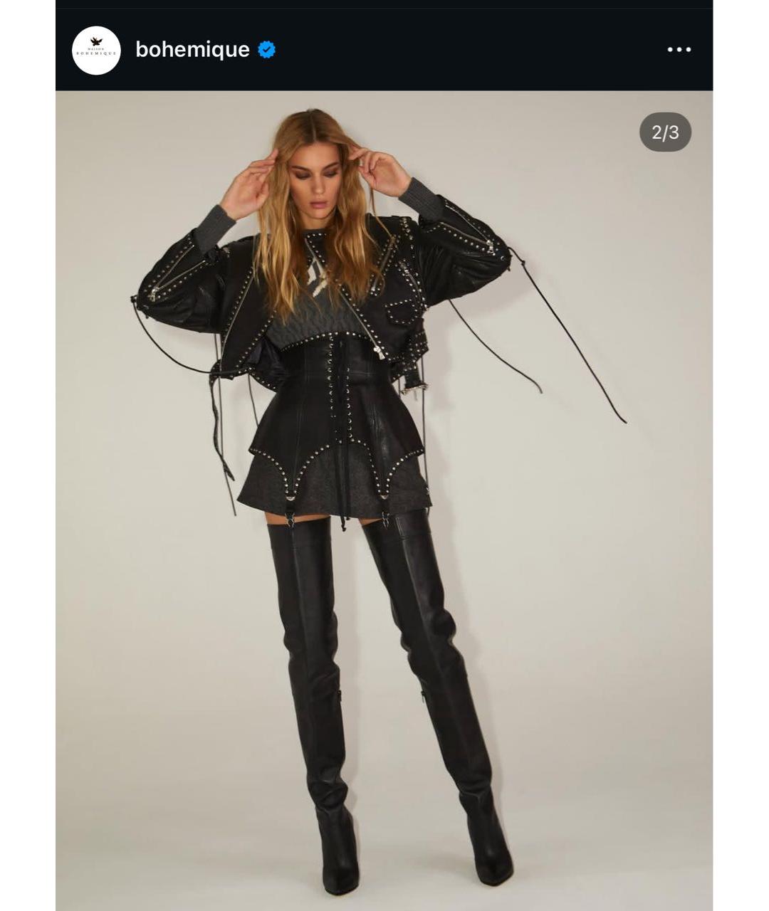 BOHEMIQUE Черная кожаная куртка, фото 4