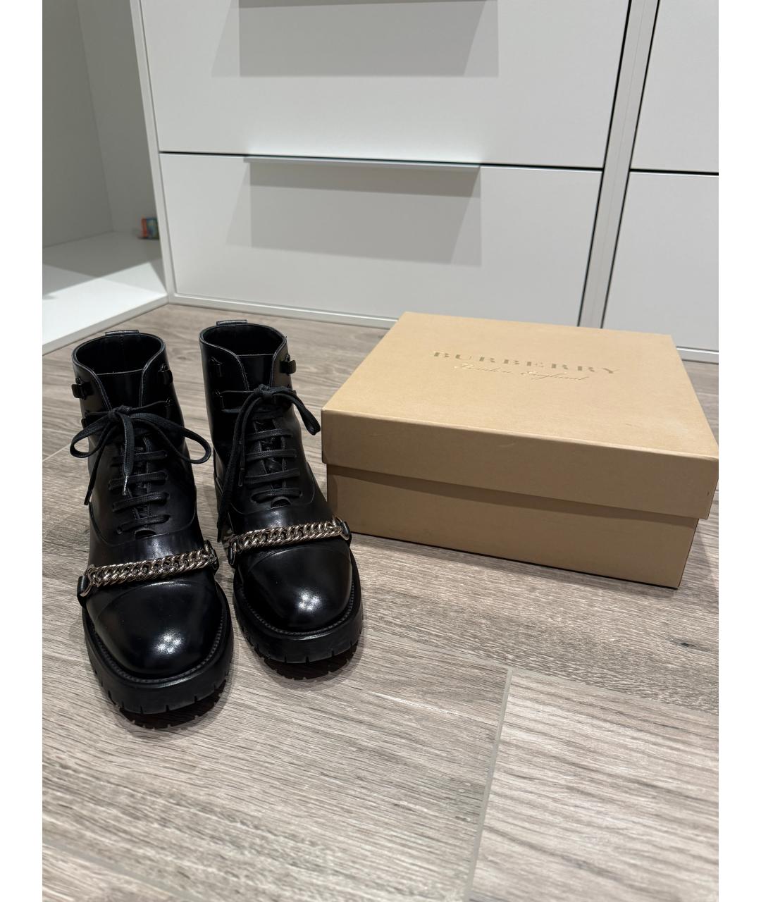 BURBERRY Черные кожаные ботинки, фото 2