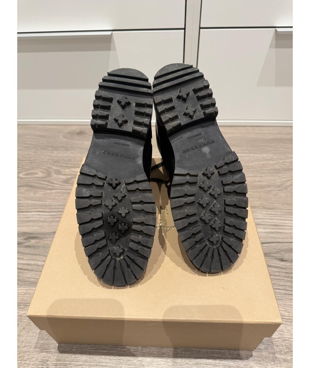 BURBERRY Черные кожаные ботинки, фото 5