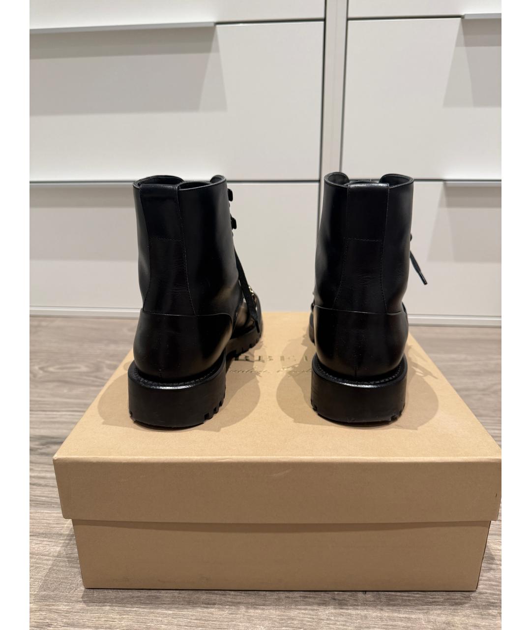 BURBERRY Черные кожаные ботинки, фото 4