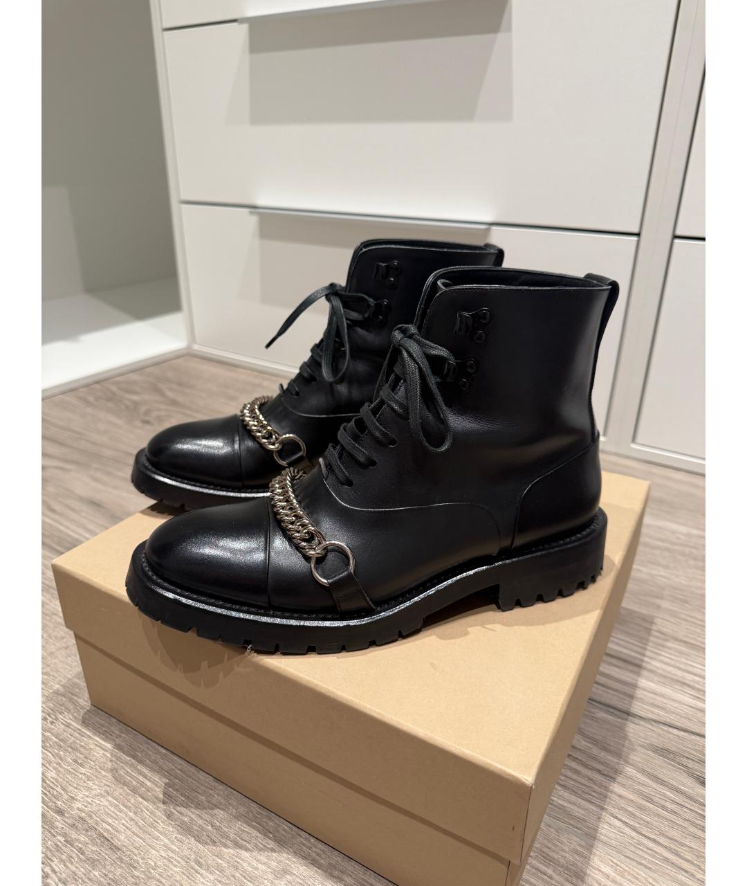 BURBERRY Черные кожаные ботинки, фото 6