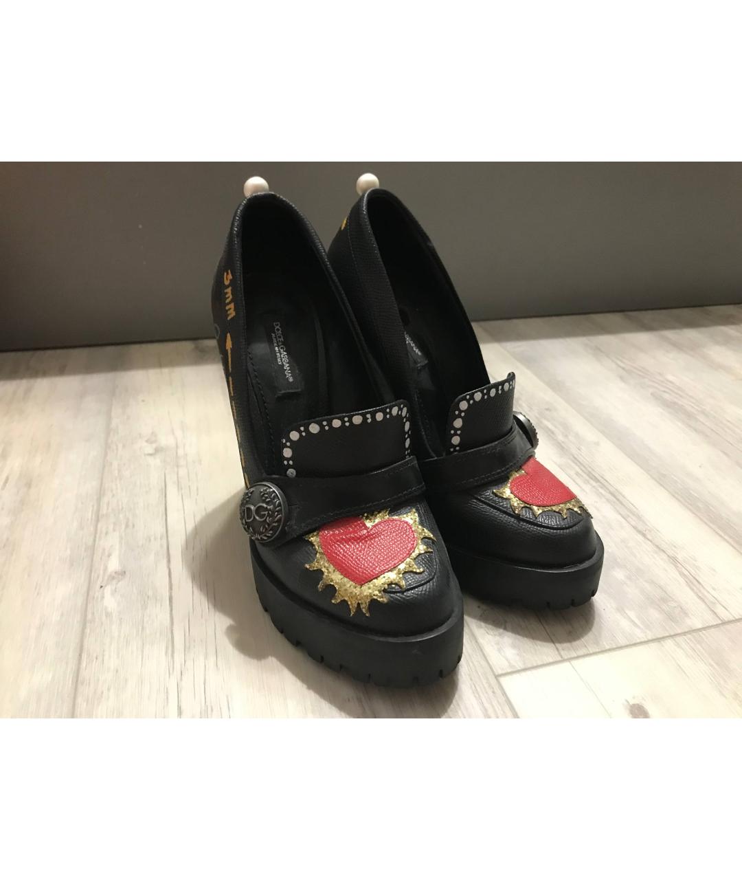 DOLCE&GABBANA Черные кожаные туфли, фото 2