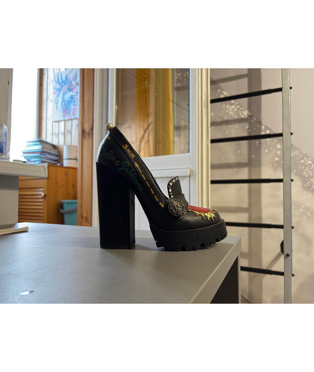 DOLCE&GABBANA Черные кожаные туфли, фото 7