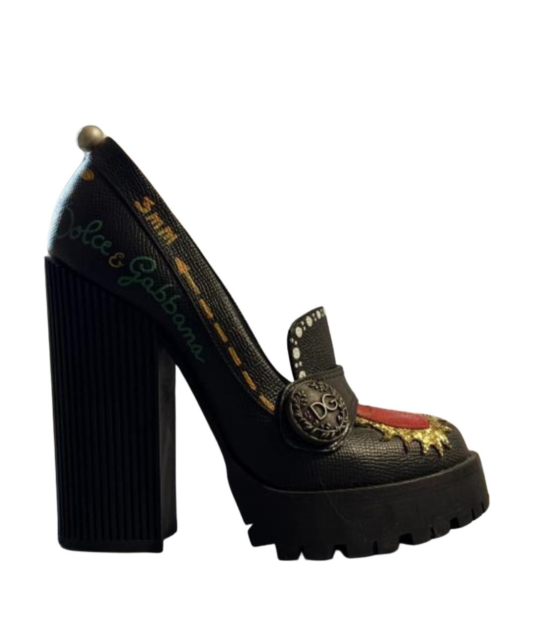 DOLCE&GABBANA Черные кожаные туфли, фото 1