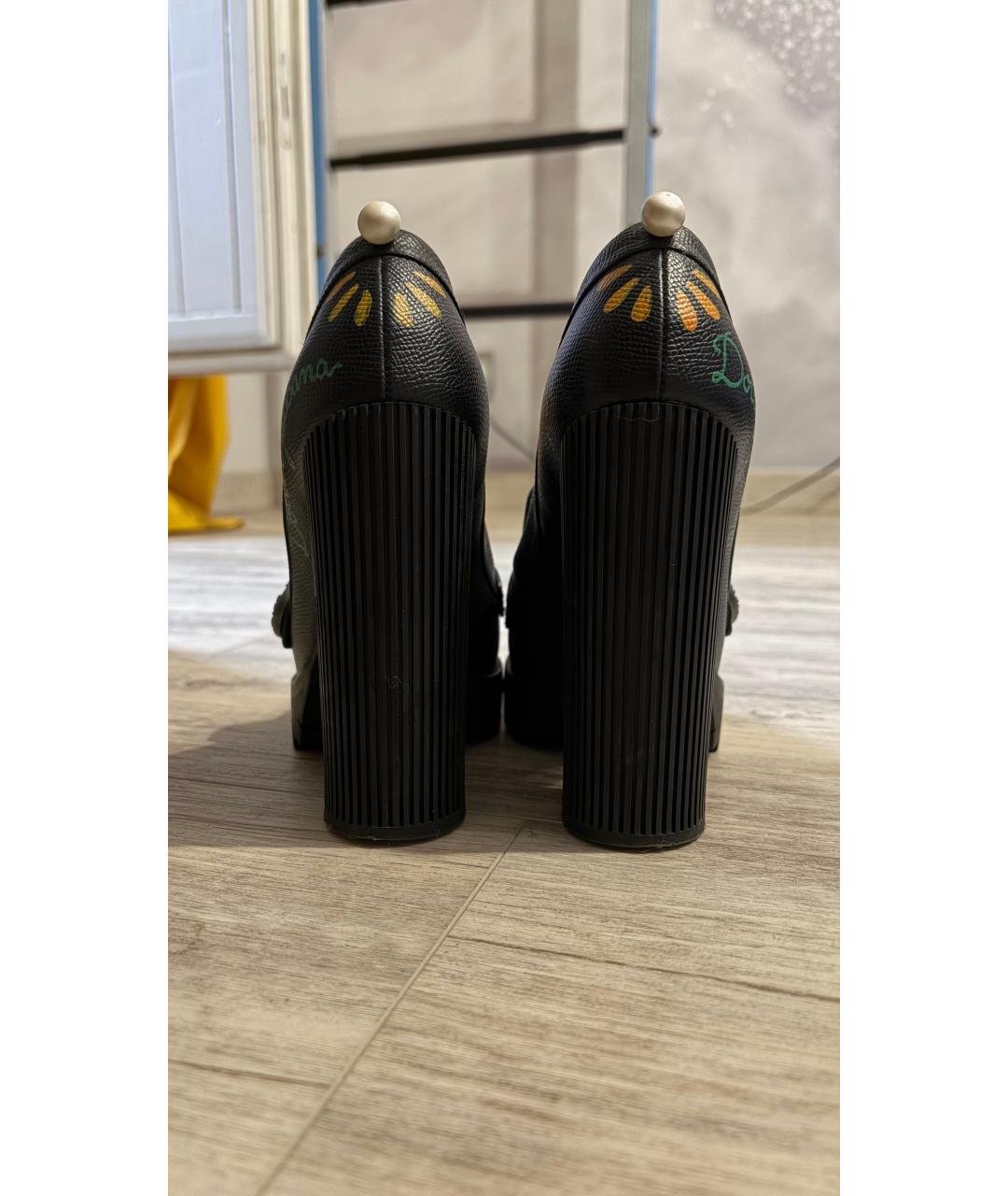 DOLCE&GABBANA Черные кожаные туфли, фото 4