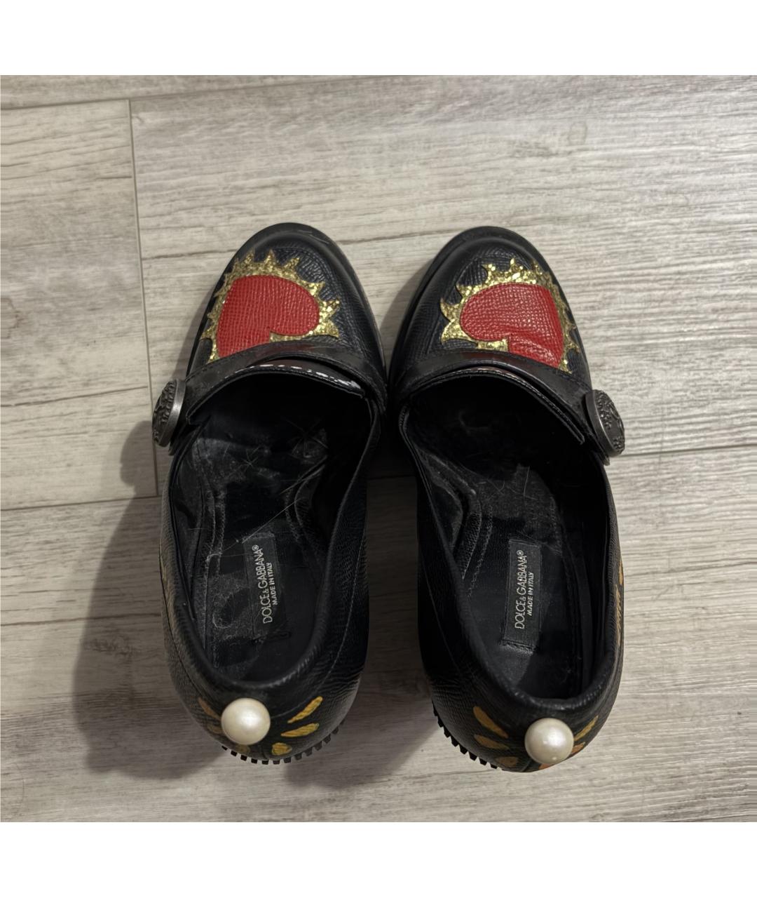 DOLCE&GABBANA Черные кожаные туфли, фото 3