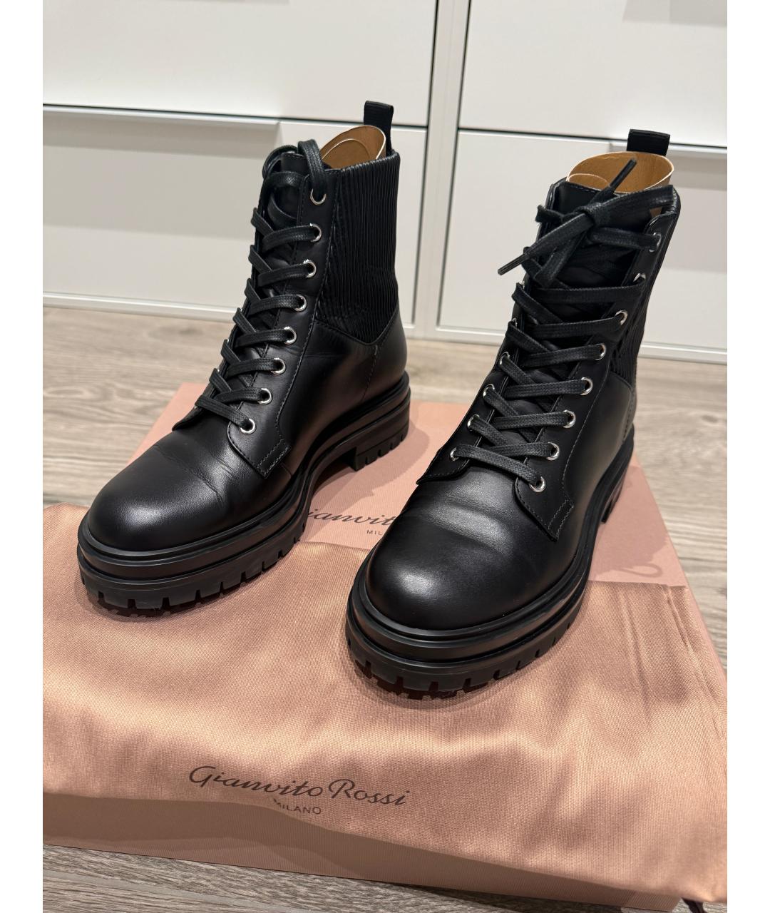 GIANVITO ROSSI Черные кожаные ботинки, фото 2