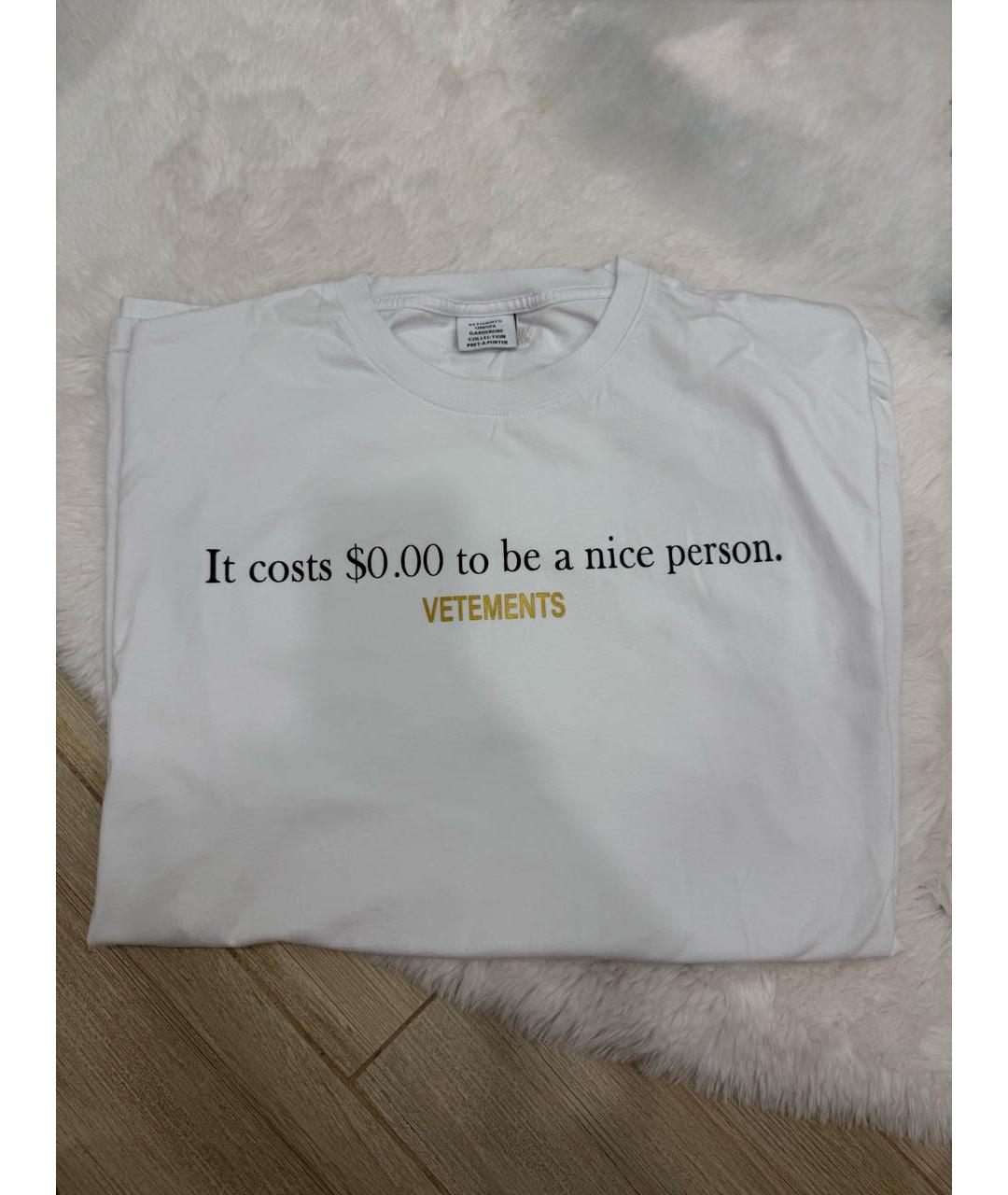 VETEMENTS Белая хлопковая футболка, фото 3
