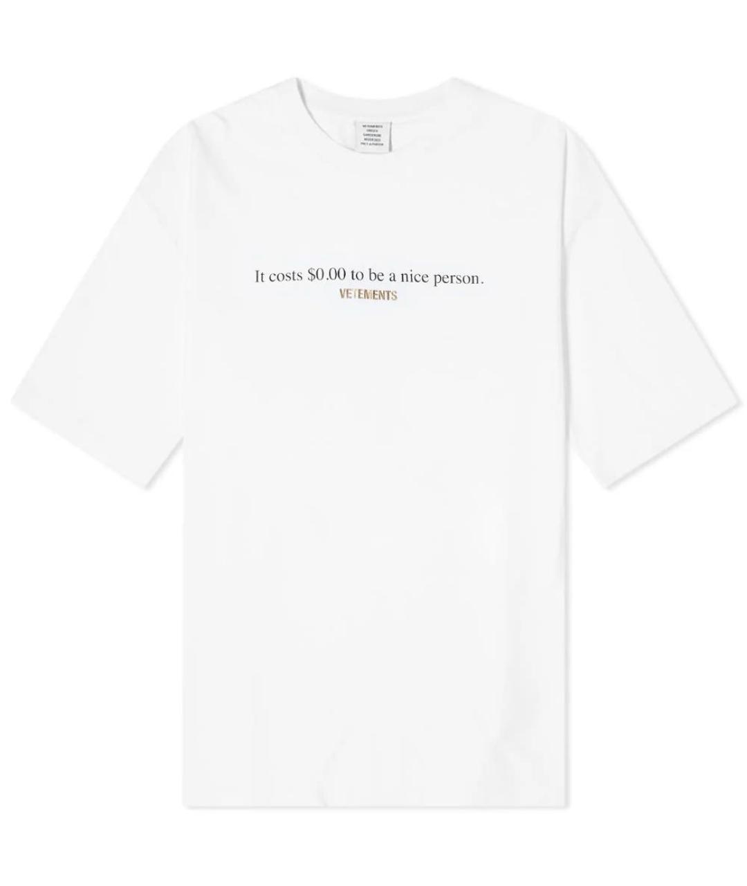 VETEMENTS Белая хлопковая футболка, фото 4