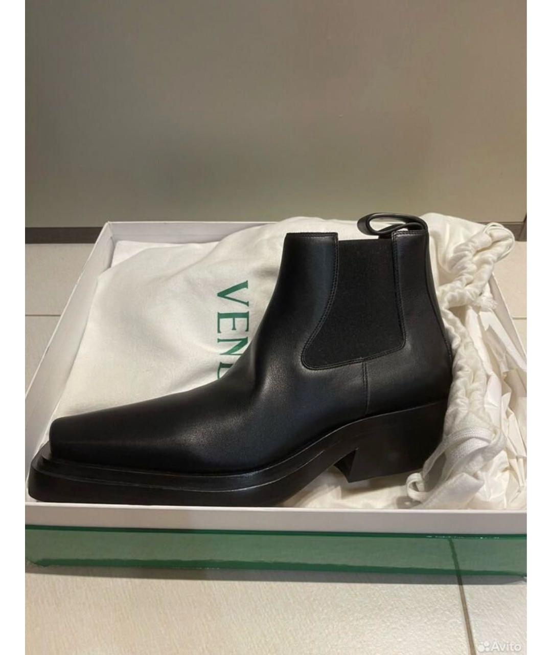 BOTTEGA VENETA Черные кожаные полусапоги, фото 8