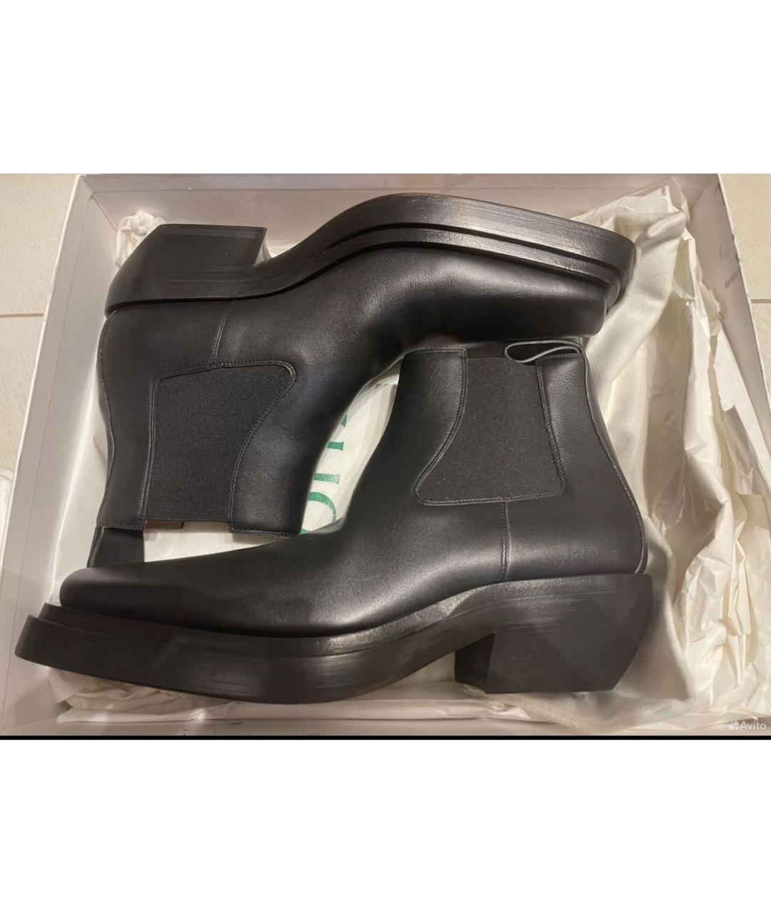 BOTTEGA VENETA Черные кожаные полусапоги, фото 5