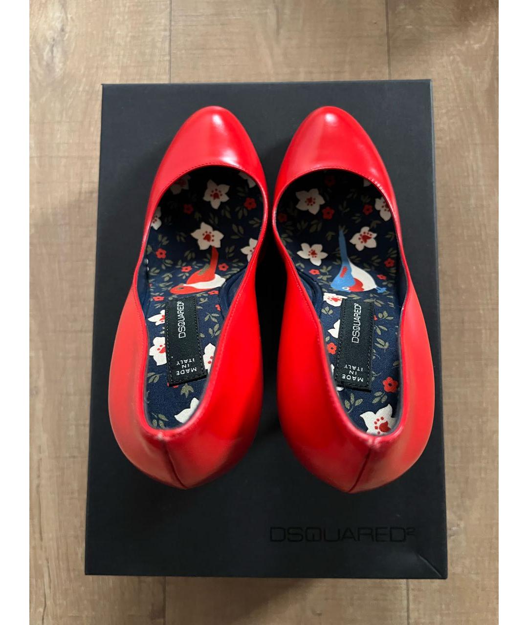 DSQUARED2 Красные кожаные туфли, фото 3