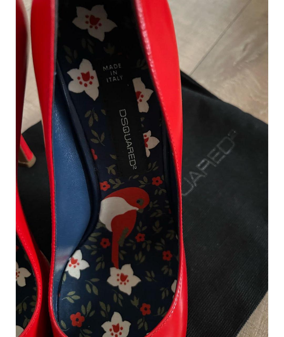 DSQUARED2 Красные кожаные туфли, фото 7