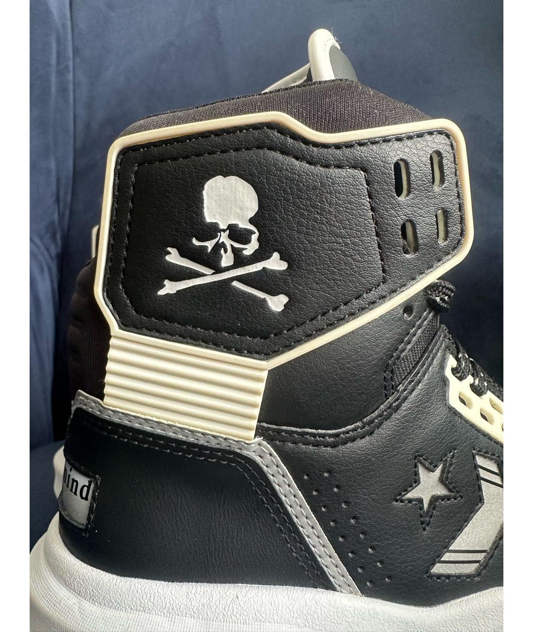 MASTERMIND JAPAN Антрацитовые кожаные высокие кроссовки / кеды, фото 5