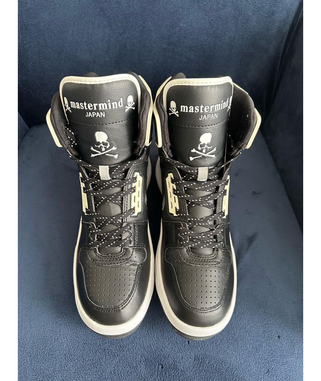 MASTERMIND JAPAN Антрацитовые кожаные высокие кроссовки / кеды, фото 3