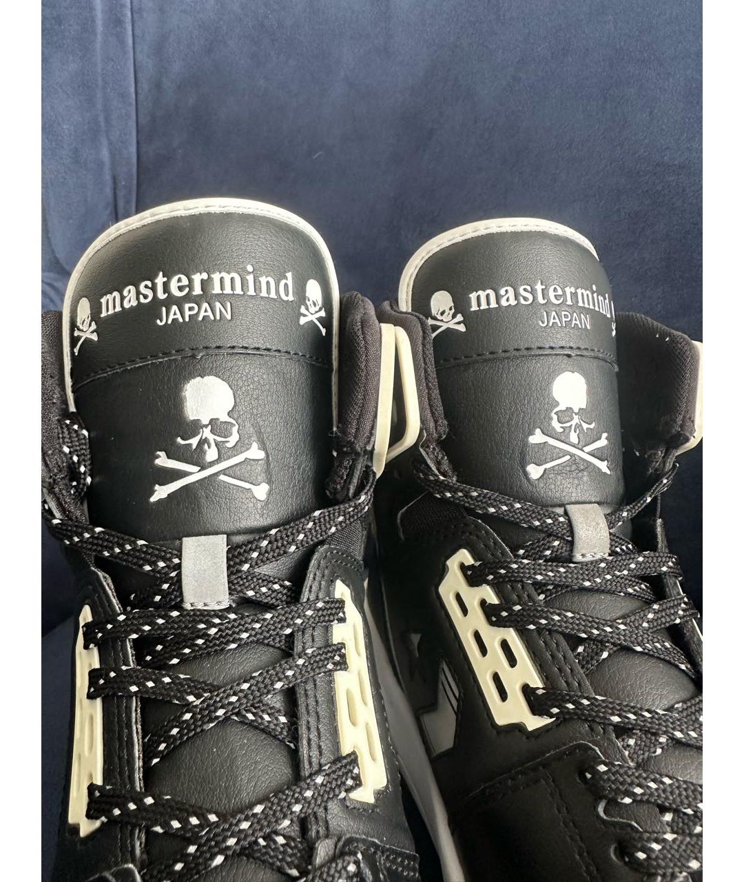 MASTERMIND JAPAN Антрацитовые кожаные высокие кроссовки / кеды, фото 7