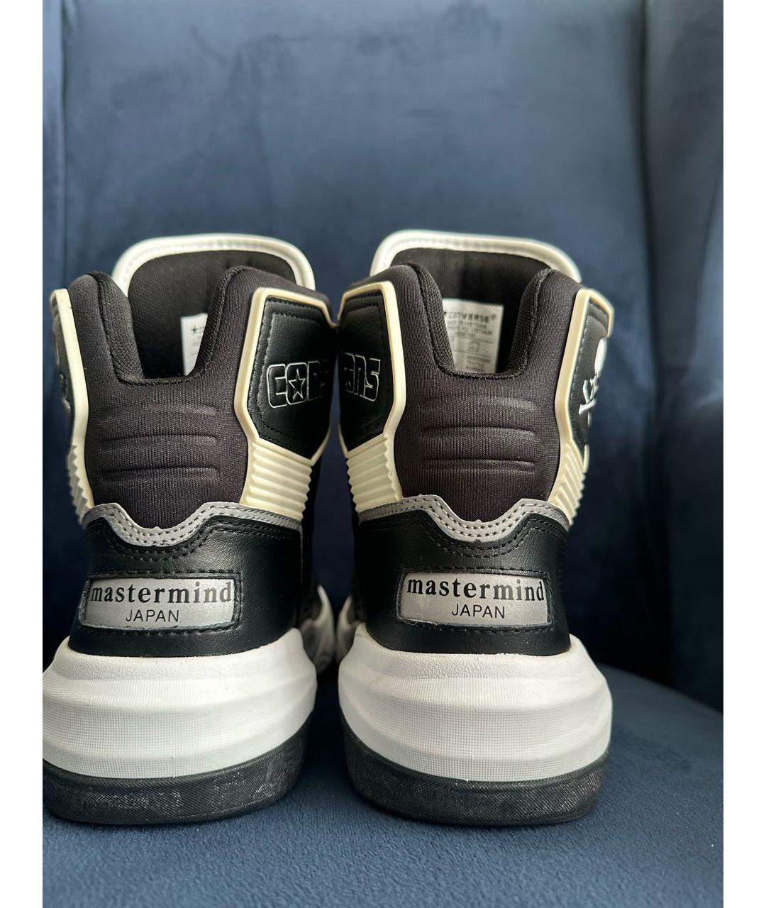 MASTERMIND JAPAN Антрацитовые кожаные высокие кроссовки / кеды, фото 4