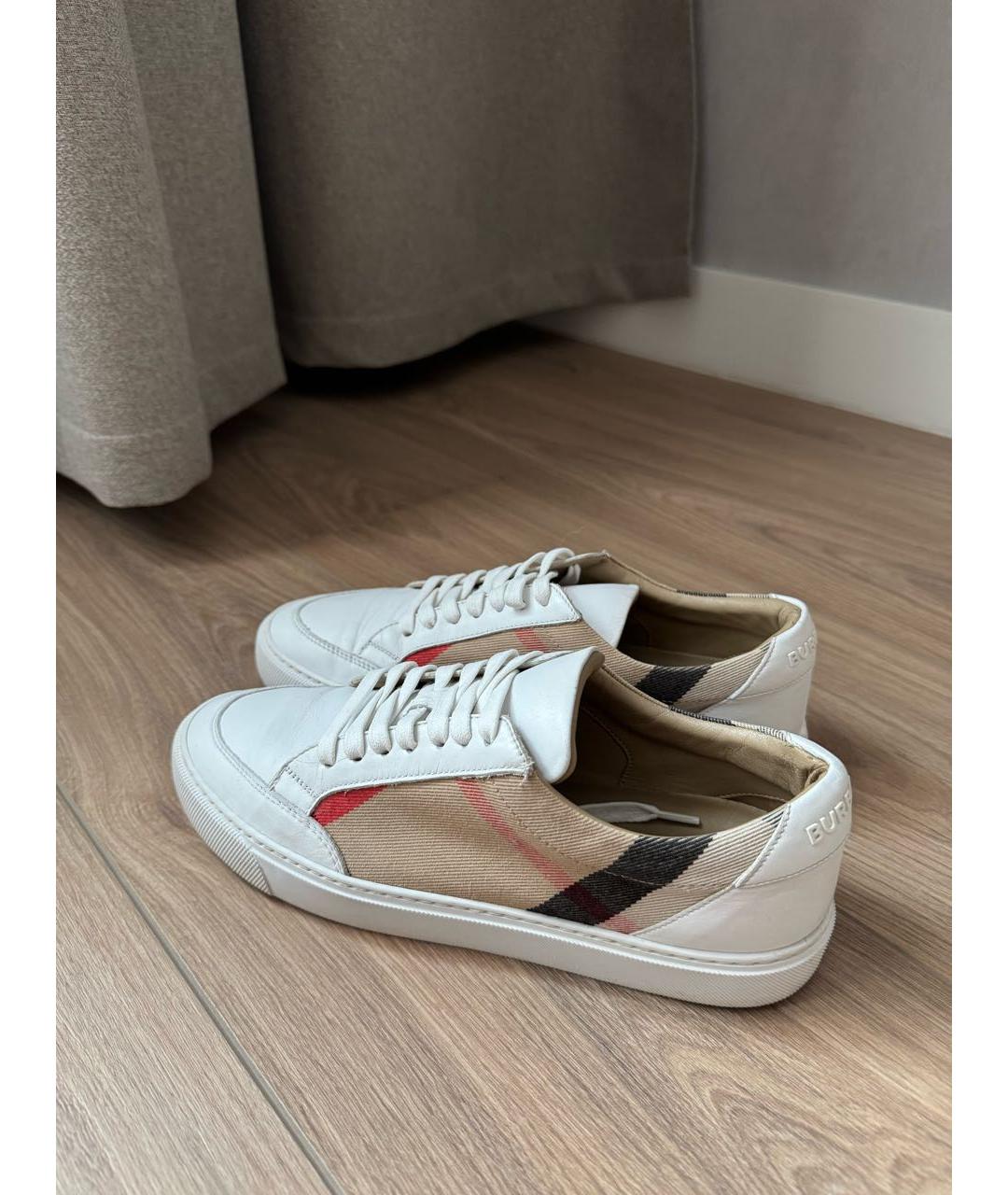 BURBERRY Бежевые кожаные кеды, фото 2